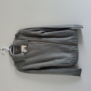 NWT TU Khaki Knit Sweater Cardigan With Pockets And Assymetric Zipper Size US 8